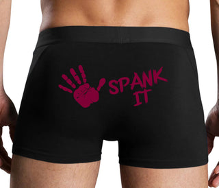 Spank It - Cute Hand Print - Black Boxer Brief
