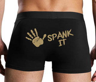 Spank It - Cute Hand Print - Black Boxer Brief