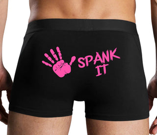 Spank It - Cute Hand Print - Black Boxer Brief