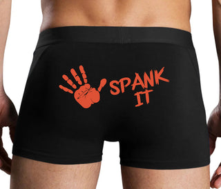 Spank It - Cute Hand Print - Black Boxer Brief
