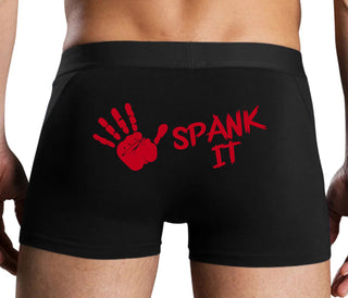 Spank It - Cute Hand Print - Black Boxer Brief