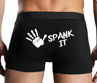 Spank It - Cute Hand Print - Black Boxer Brief