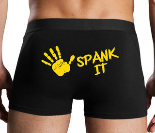 Spank It - Cute Hand Print - Black Boxer Brief