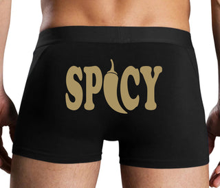 Spicy - Cute Pepper Logo - Black Boxer Brief