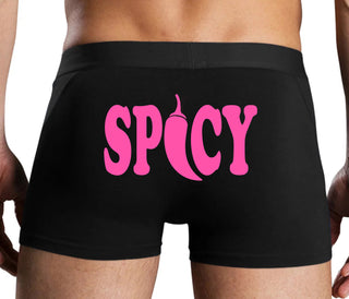 Spicy - Cute Pepper Logo - Black Boxer Brief
