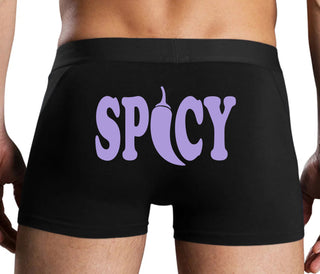 Spicy - Cute Pepper Logo - Black Boxer Brief