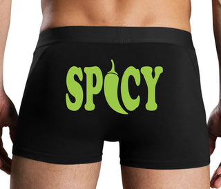Spicy - Cute Pepper Logo - Black Boxer Brief