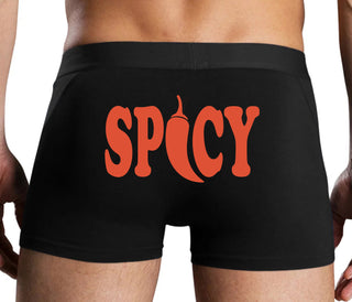Spicy - Cute Pepper Logo - Black Boxer Brief