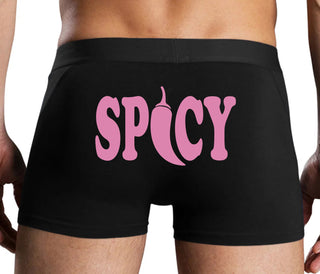 Spicy - Cute Pepper Logo - Black Boxer Brief