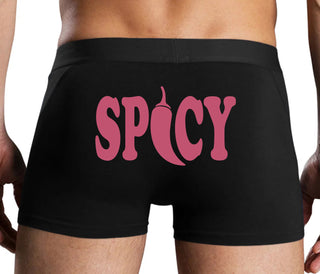 Spicy - Cute Pepper Logo - Black Boxer Brief
