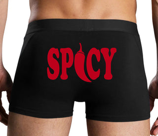 Spicy - Cute Pepper Logo - Black Boxer Brief