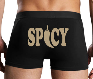 Spicy - Cute Pepper Logo - Black Boxer Brief