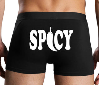Spicy - Cute Pepper Logo - Black Boxer Brief