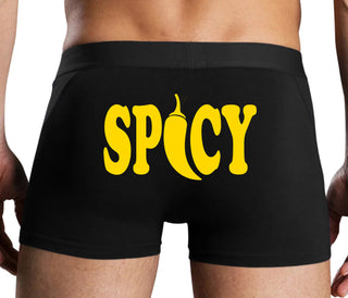 Spicy - Cute Pepper Logo - Black Boxer Brief