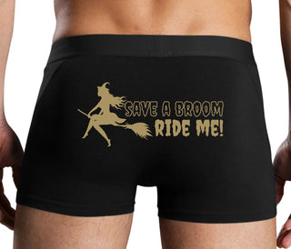 Save A Broom - Ride Me - Witch - Black Boxer Brief
