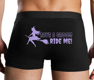 Save A Broom - Ride Me - Witch - Black Boxer Brief