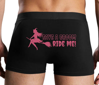 Save A Broom - Ride Me - Witch - Black Boxer Brief