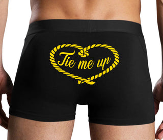 Tie Me Up - Cute Rope Design - Black Boxer Brief
