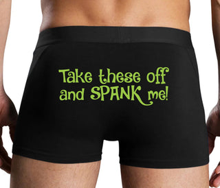Take These Off And Spank Me - Black Boxer Brief