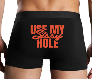 Use My Sissy Hole - Black Boxer Brief