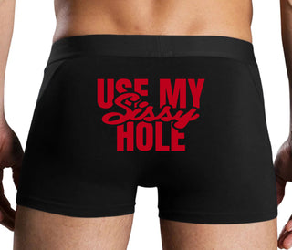 Use My Sissy Hole - Black Boxer Brief