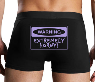 Warning Extremely Horny - Black Boxer Brief