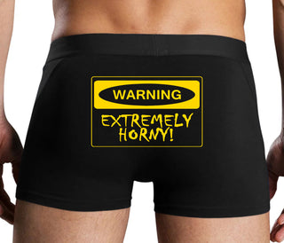 Warning Extremely Horny - Black Boxer Brief