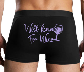 Will Remove For Wine - Black Boxer Brief