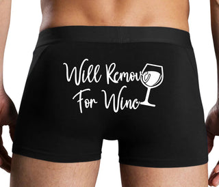 Will Remove For Wine - Black Boxer Brief