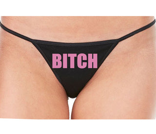 Bitch - Bold Font - Black String Thong
