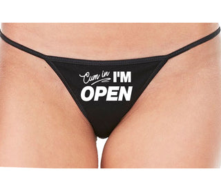 Cum In I'm Open - Black String Thong