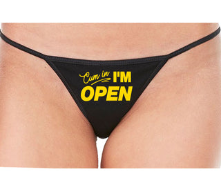 Cum In I'm Open - Black String Thong