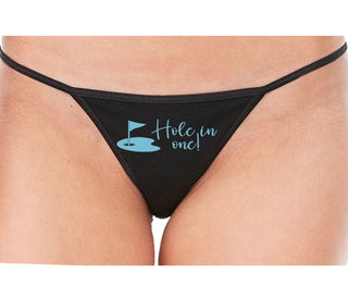 Hole In One - Funny Golf - Black String Thong