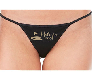Hole In One - Funny Golf - Black String Thong