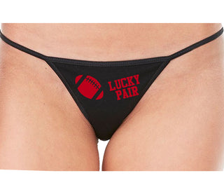 Lucky Pair - Football - Black String Thong
