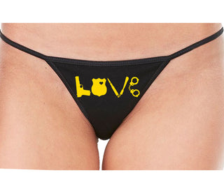 Police Love - Black String Thong