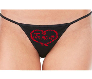 Tie Me Up - Cute Rope Design - Black String Thong