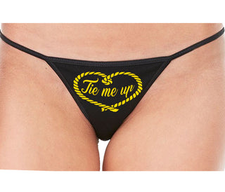 Tie Me Up - Cute Rope Design - Black String Thong