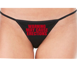 Warning May Cause Erections - Black String Thong