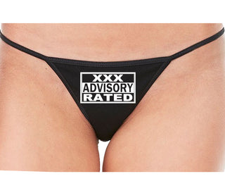 XXX Rated  Advisory Warning - Black String Thong