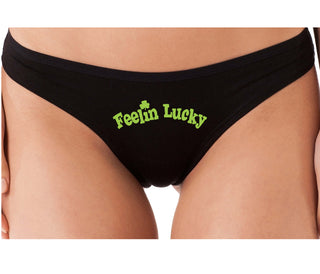 Feeling Lucky Shamrock - Black Thong