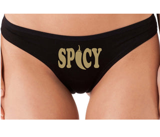 Spicy - Cute Pepper Logo - Black Thong