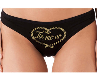 Tie Me Up - Cute Rope Design - Black Thong