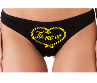 Tie Me Up - Cute Rope Design - Black Thong