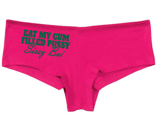 Eat My Cum Filled Pussy Sissy Boi - Fuchsia Boy Short
