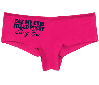 Eat My Cum Filled Pussy Sissy Boi - Fuchsia Boy Short