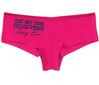 Eat My Cum Filled Pussy Sissy Boi - Fuchsia Boy Short