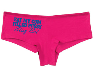 Eat My Cum Filled Pussy Sissy Boi - Fuchsia Boy Short
