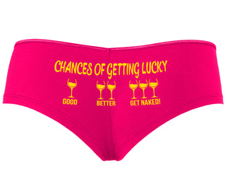 Chances Of Getting Lucky - More Wine - Fuchsia Boyshort