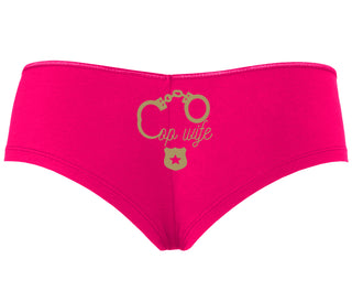 Cop Wife - Cute Handcuffs - Fuchsia Boyshort